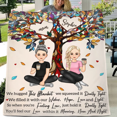 Customized Blankets for Moms and Kids - Personalized Character Cartoon Image and Name Love Tree Blanket - A Gift For Friend,Mom,Children