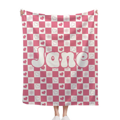 Customized Checkerboard Plaid Blanket - Personalized Name Multicolor Plaid Blanket - A Gift For Children,Baby,Friend