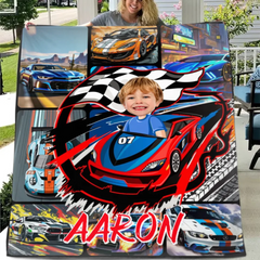 Custom Blanket Personalized Fantasy Car Truck Blanket - Gift for a child who loves car racing!