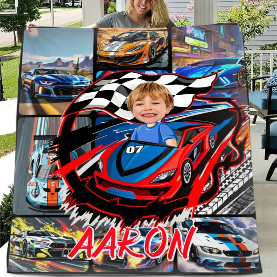 Custom Blanket Personalized Fantasy Car Truck Blanket - Gift for a child who loves car racing!
