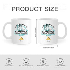 Customized Dinosaur Pattern Mug - Personalized Cartoon Dinosaur Mug with Pattern and Nickname - A Gift For Dinosaur Lovers,Family