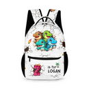 Customised Dinosaur Themed School Bags - Personalised Name and Dinosaur Style Initials Backpack - A Gift For Children,Dinosaur Lovers - Joliny