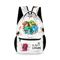 Customised Dinosaur Themed School Bags - Personalised Name and Dinosaur Style Initials Backpack - A Gift For Children,Dinosaur Lovers