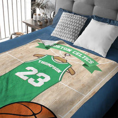 Customized Basketball Scene Blankets - Personalized Team Name,Name and Number Basketball Themed Blanket - A Gift For Basketball Player,Basketball Lover