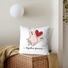 Customized Couple Pillow - Holding Hands Love Pattern Pillowcase with Personalized Name and Theme Text - A Gift For Boyfriend,Girlfriend,Husband,Wife