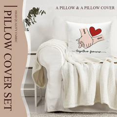 Customized Couple Pillow - Holding Hands Love Pattern Pillowcase with Personalized Name and Theme Text - A Gift For Boyfriend,Girlfriend,Husband,Wife