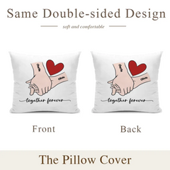 Customized Couple Pillow - Holding Hands Love Pattern Pillowcase with Personalized Name and Theme Text - A Gift For Boyfriend,Girlfriend,Husband,Wife