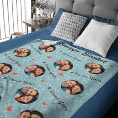 Customized Couple Snuggle Blanket - Personalized Couple's Photo and Custom Labeled Multicolor Flannel Blanket - A Gift For Boyfriend,Girlfriend,Husband,Wife