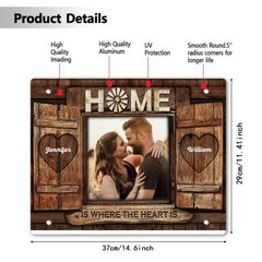 Home is where the heart is - Personalized Custom Pictures of Flag Canvas - Gifts for Couples, Husbands and Wives