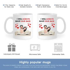 Customized Fun Couple Mug - Personalized Name and Cartoon Couple Image Quirky Fun Mug - A Gift For Girlfriend,Boyfriend,Husband,Wife