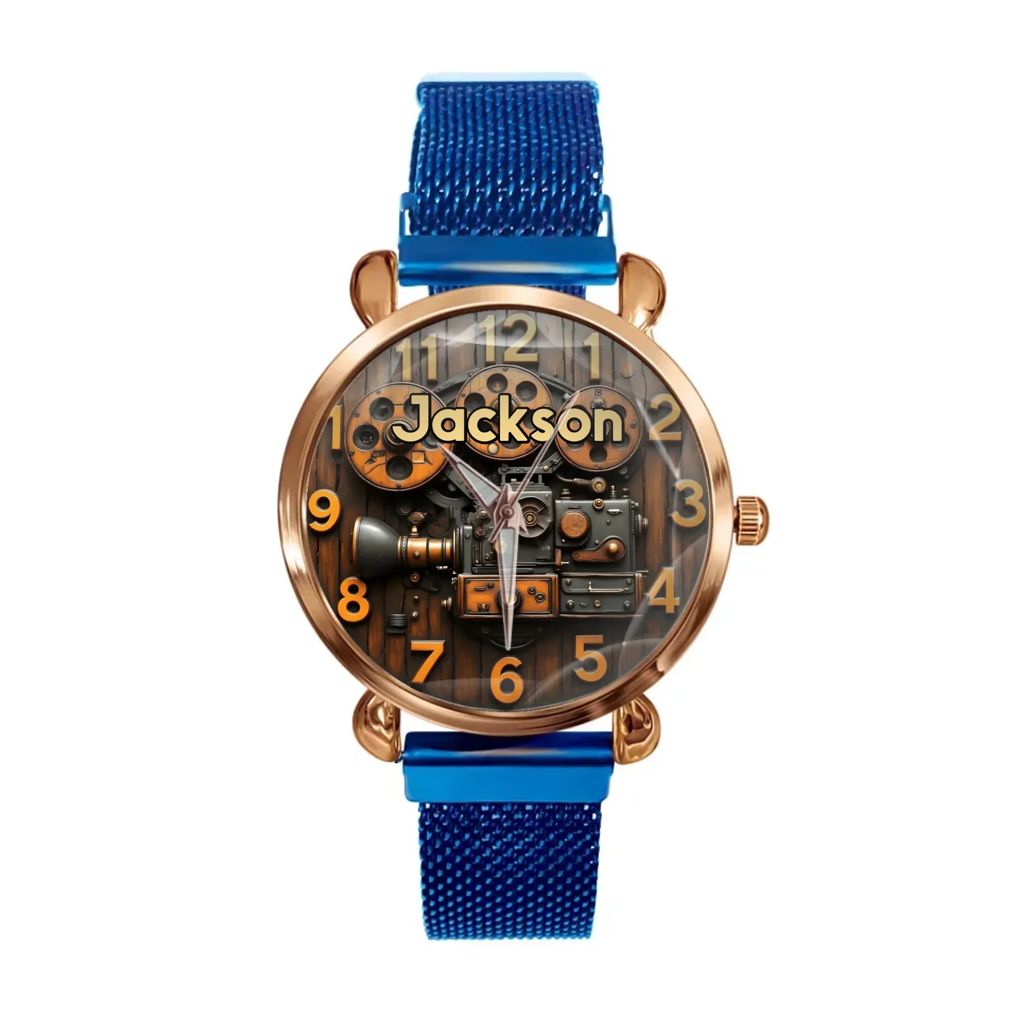 Customized Steampunk-Style Watch – Retro Gear and Engine Pattern Watch with Personalized Name Design - A Gift For Friend,Family,Mechanical Enthusiast - Joliny
