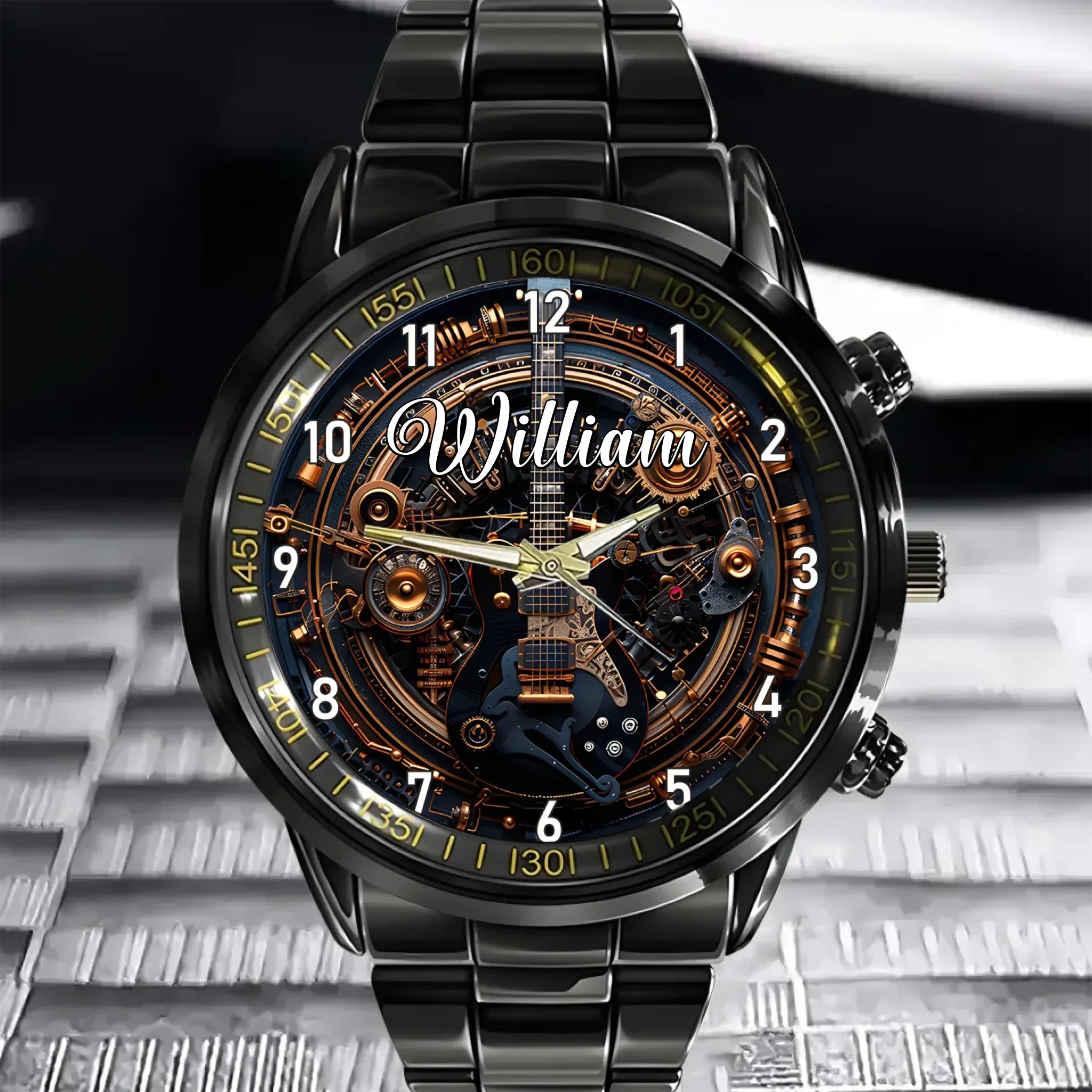 Customized Steampunk Style Watch – Mechanical and Gear-patterned Watches with Personalized Names - A Gift For Friend,BFF,Friend,Mechanical Enthusiast