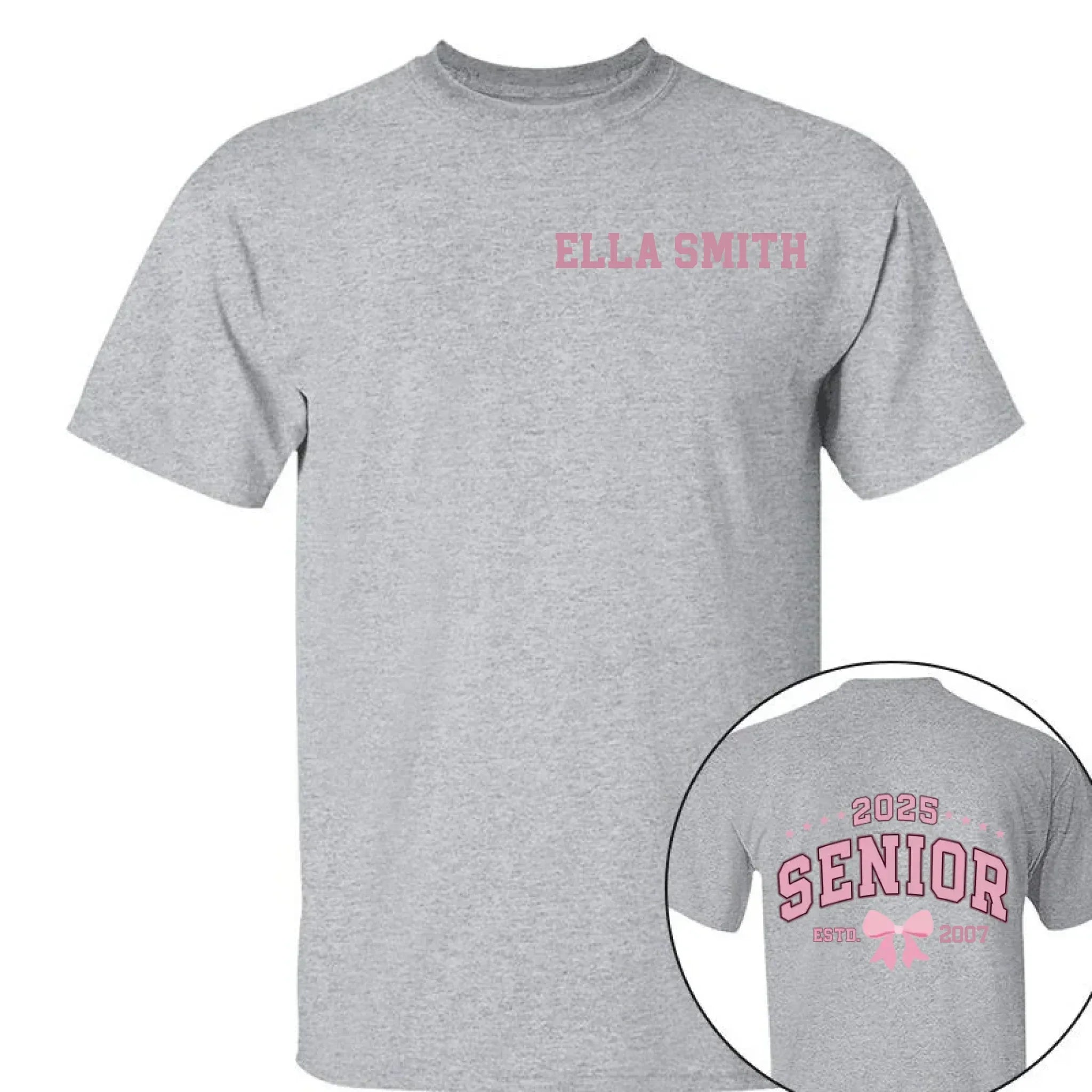 Customized Graduation Themed T-shirts - Clothes with Personalized Names and Years on the Back Featuring Double-sided Printed Bow patterns- Gifts for Family,Grandchildren,Graduate - Joliny