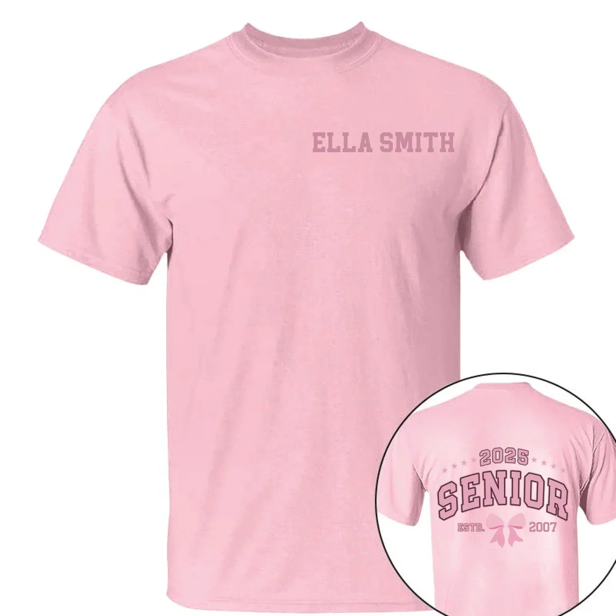 Customized Graduation Themed T-shirts - Clothes with Personalized Names and Years on the Back Featuring Double-sided Printed Bow patterns- Gifts for Family,Grandchildren,Graduate - Joliny