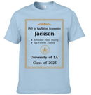 Funny PhD Gag Shirt Eggflation Economics Degree Tee Advanced Panic Buying Egg Futures Trading Class of 2025 Humor Shirt - Joliny