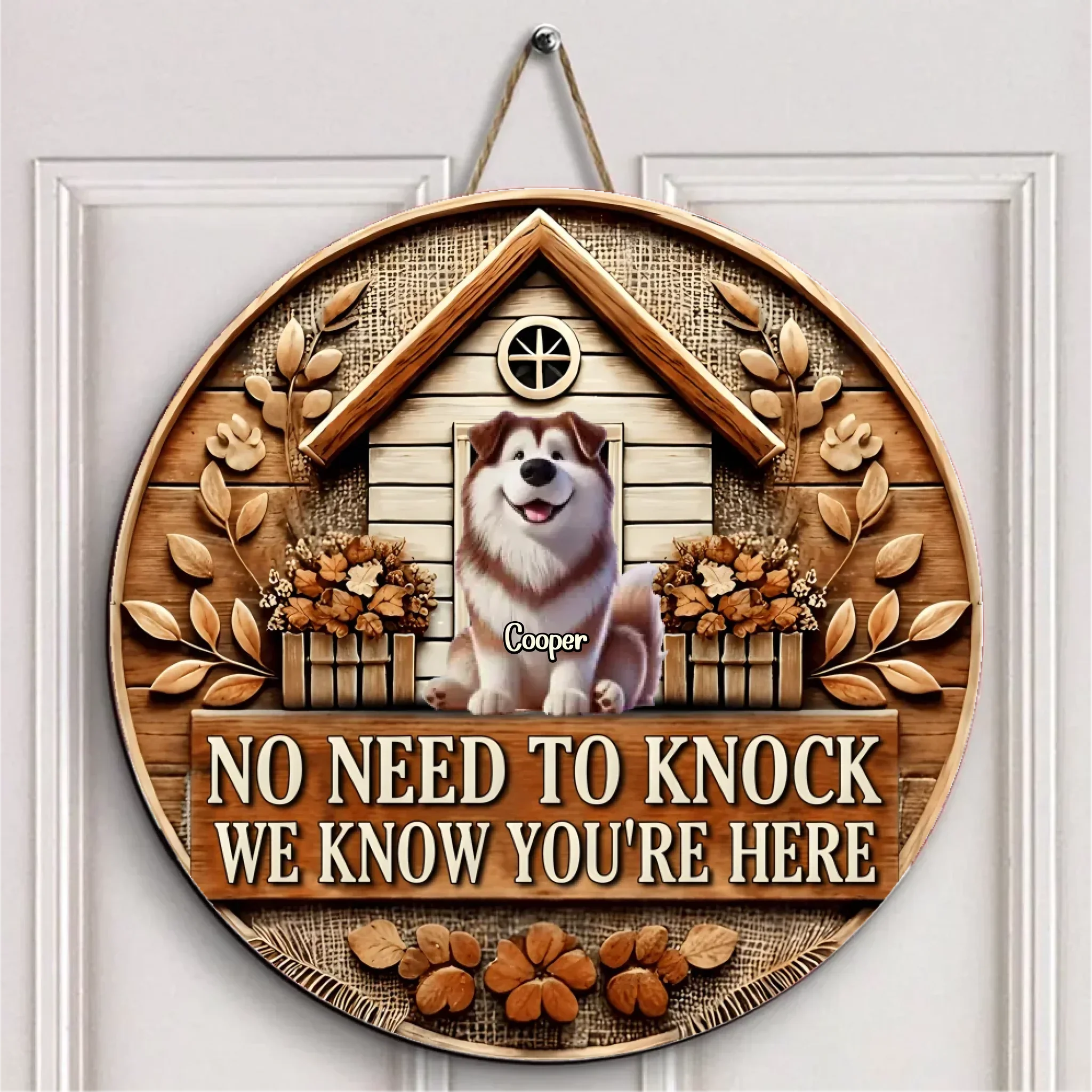 Custom Pet Door Signs - Round Wooden Nameplates for Pet Lovers