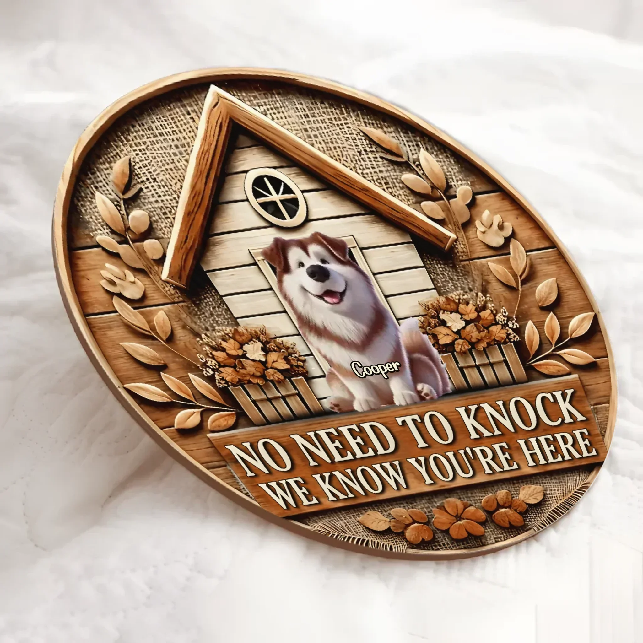Custom Pet Door Signs - Round Wooden Nameplates for Pet Lovers