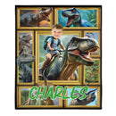 Customized Dinosaur Blanket - Personalized Name and Photo Riding Dinosaur Themed Flannel Blanket - A Gift For Children,Boy,Classmate - Joliny