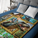 Customized Dinosaur Blanket - Personalized Name and Photo Riding Dinosaur Themed Flannel Blanket - A Gift For Children,Boy,Classmate - Joliny