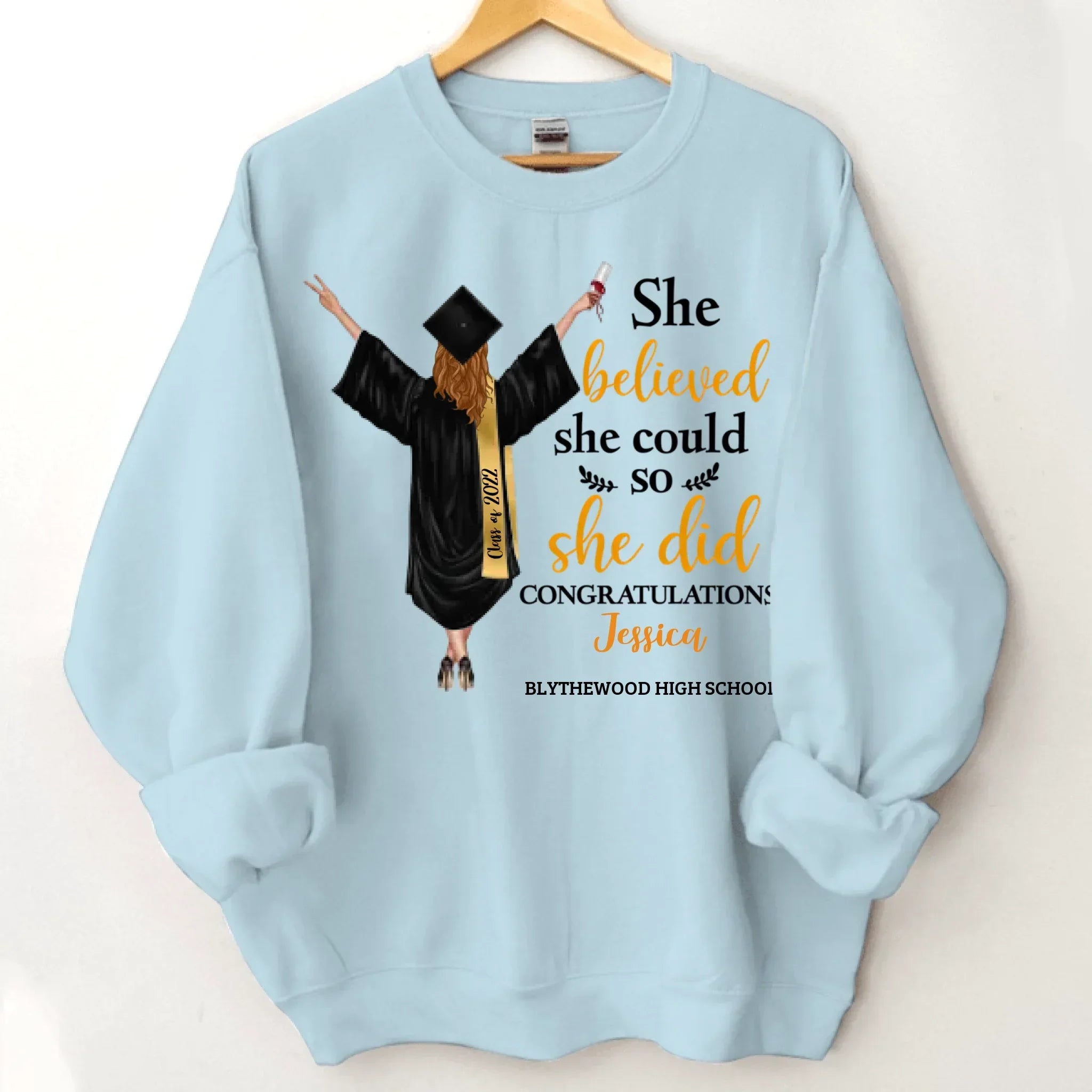 Customised Graduation T-shirt - Graduation Themed Outfits Personalised with Name,University,Year and Image - A Gift For Girl,Granddaughter,Sister,Friend,BFF - Joliny