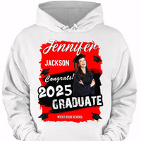 Custom Photo Art Color Congrats 2025 Graduation Personalized T-Shirt - Joliny