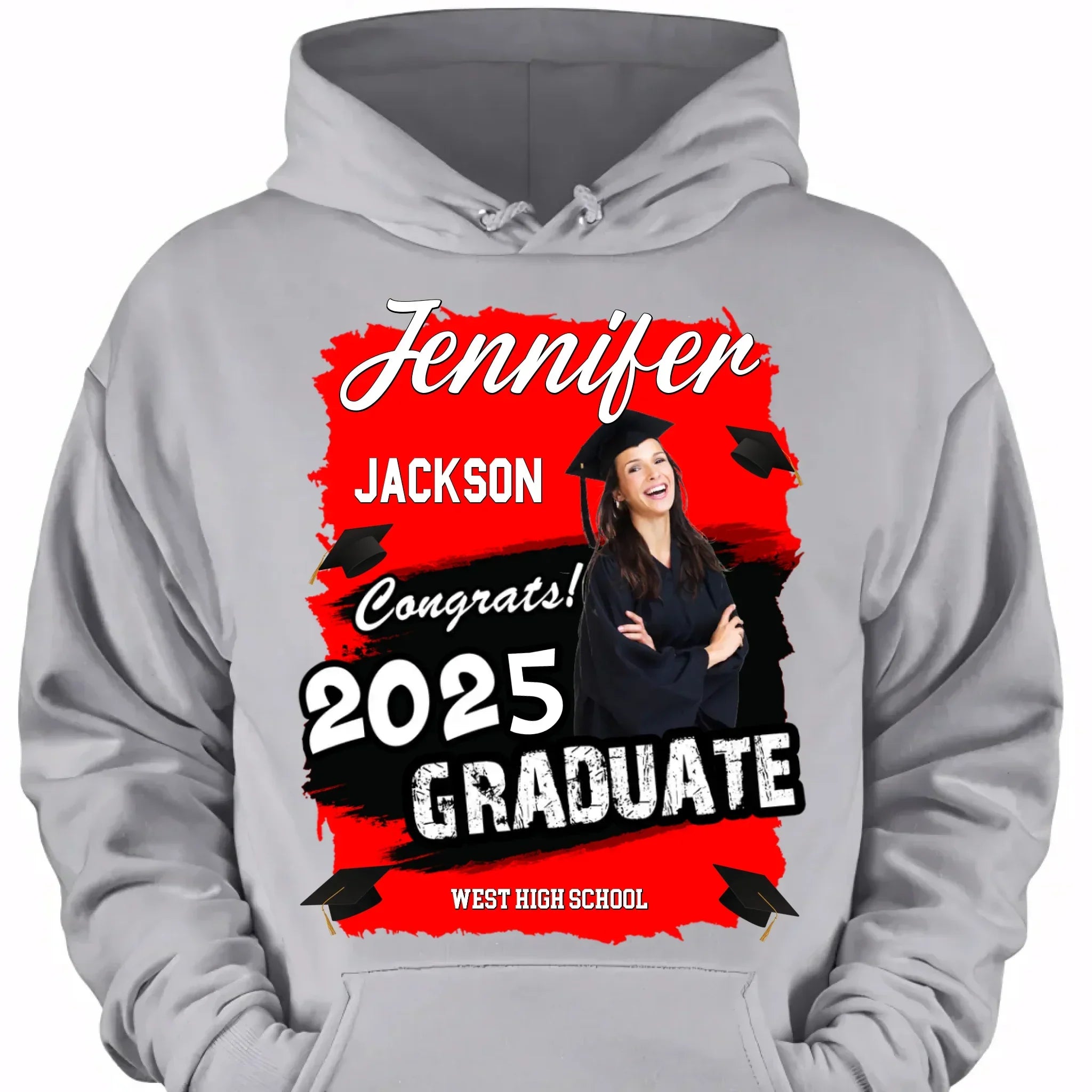 Custom Photo Art Color Congrats 2025 Graduation Personalized T-Shirt - Joliny