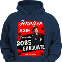 Custom Photo Art Color Congrats 2025 Graduation Personalized T-Shirt - Joliny