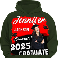Custom Photo Art Color Congrats 2025 Graduation Personalized T-Shirt - Joliny