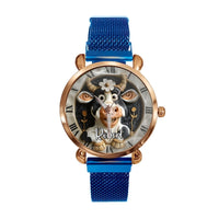 Custom Cow Watch – Personalized Name Engraving & Themed Dial Gift - Joliny