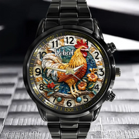 Painted Rooster Design Dial - Personalized Name Watch - Joliny
