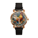 Painted Rooster Design Dial - Personalized Name Watch - Joliny