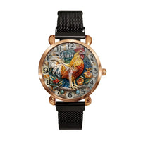 Painted Rooster Design Dial - Personalized Name Watch - Joliny