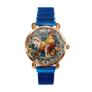 Painted Rooster Design Dial - Personalized Name Watch - Joliny