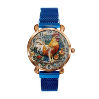 Painted Rooster Design Dial - Personalized Name Watch - Joliny