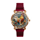 Painted Rooster Design Dial - Personalized Name Watch - Joliny