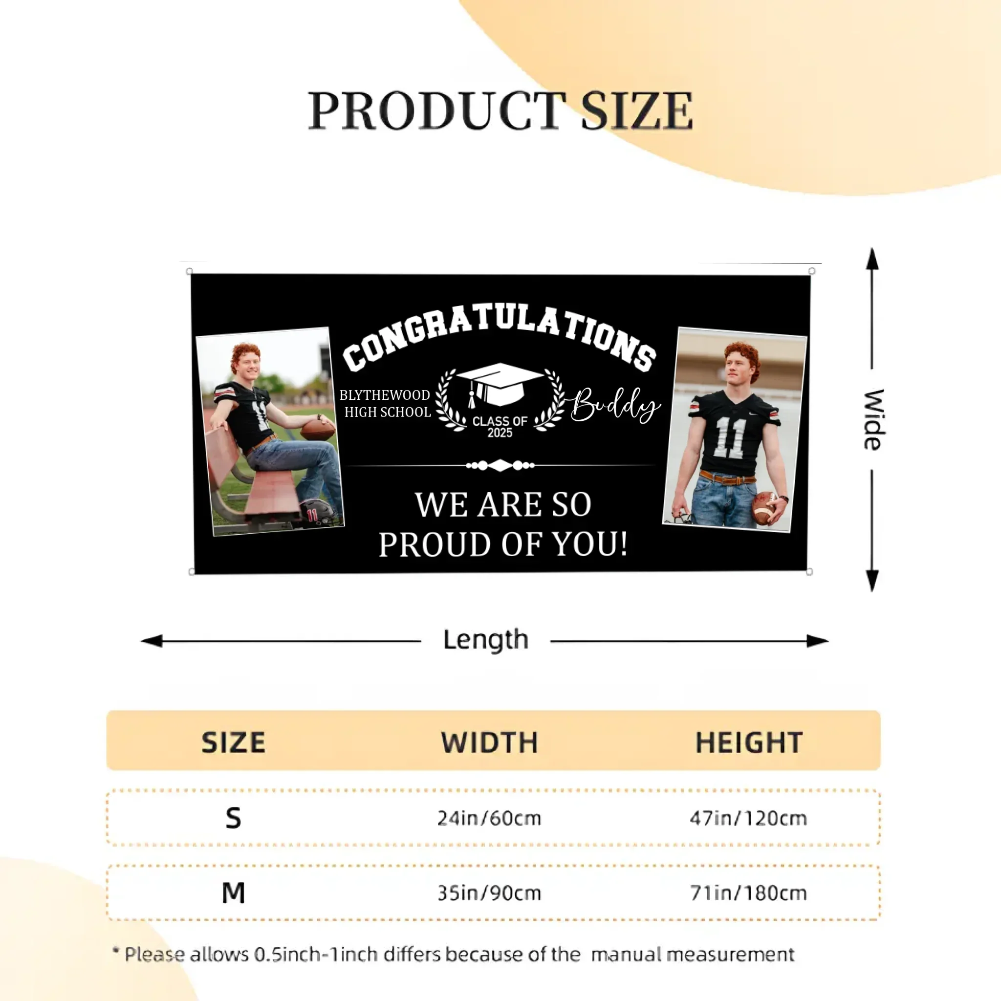 Personalized Custom Photo Banners - Congratulations to the Class of 2025 Decorative Gifts for Graduates Gifts for Graduating Families - Joliny