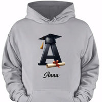 Customized Initial Letter with Graduation Cap - Personalized Graduation Theme Clothes - Gift for Graduates - Joliny
