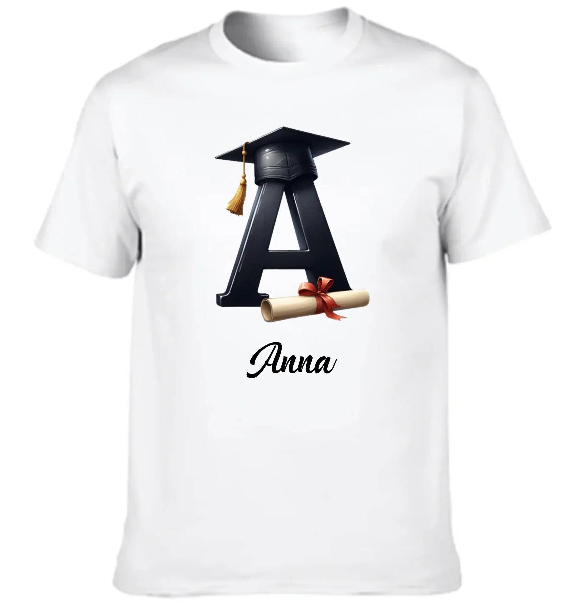 Customized Initial Letter with Graduation Cap - Personalized Graduation Theme Clothes - Gift for Graduates