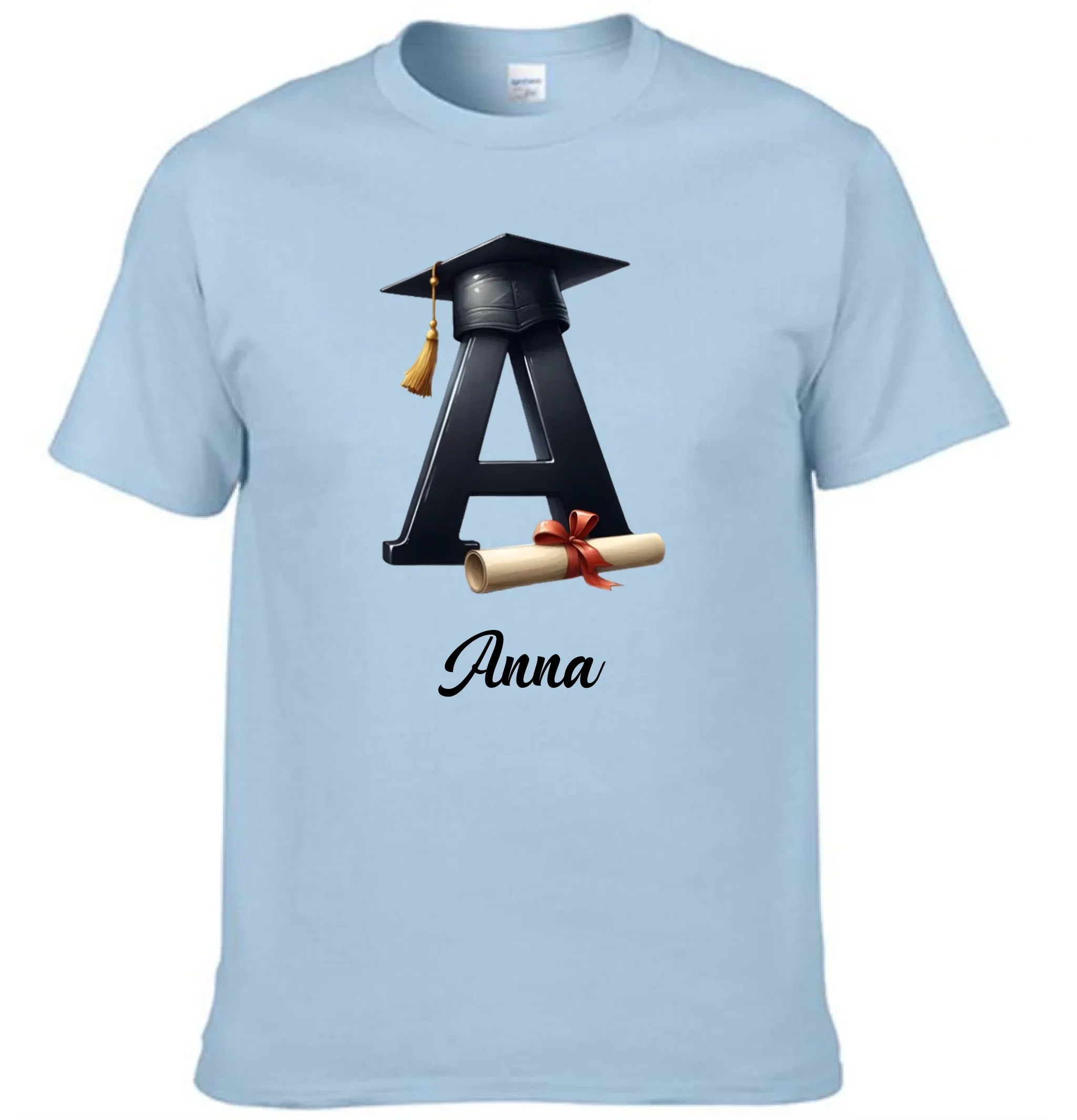 Customized Initial Letter with Graduation Cap - Personalized Graduation Theme Clothes - Gift for Graduates - Joliny