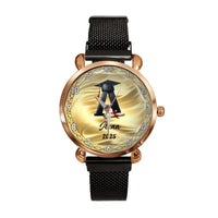 Customized Initial Letter with Graduation Cap - Personalized Graduation Theme Watch - Gift for Graduates - Joliny