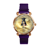 Customized Initial Letter with Graduation Cap - Personalized Graduation Theme Watch - Gift for Graduates - Joliny
