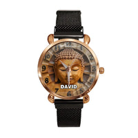 Customized Wooden Buddha Statue Pattern - Personalized Name Watch - Joliny