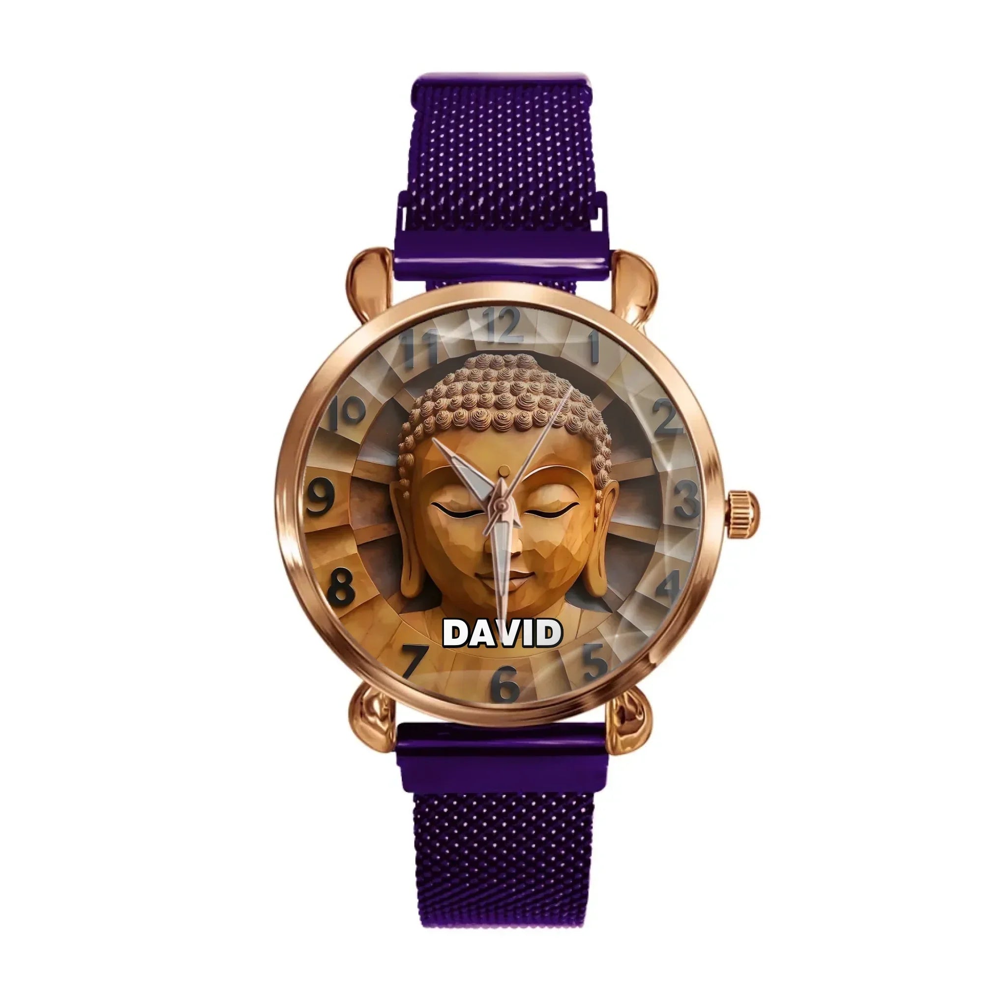 Customized Wooden Buddha Statue Pattern - Personalized Name Watch - Joliny