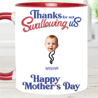Thanks For Not Swallowing Us - Mug with Personalized Names and Photos - Funny Gift For Mom - Joliny