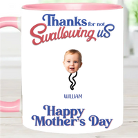 Thanks For Not Swallowing Us - Mug with Personalized Names and Photos - Funny Gift For Mom - Joliny