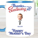 Thanks For Not Swallowing Us - Mug with Personalized Names and Photos - Funny Gift For Mom - Joliny
