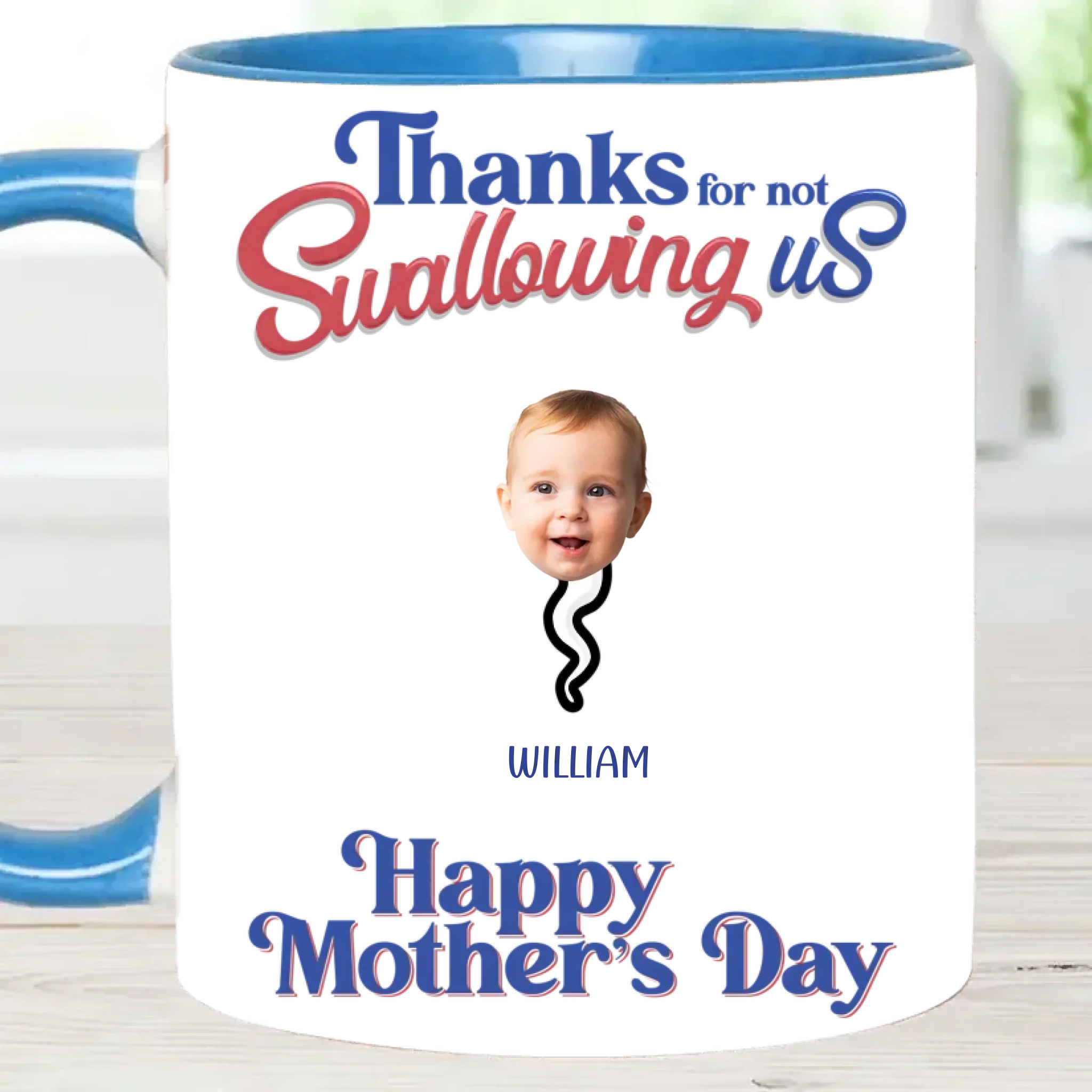 Thanks For Not Swallowing Us - Mug with Personalized Names and Photos - Funny Gift For Mom - Joliny