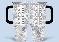 Silver-lined Floral Pattern Car Cup - Personalized Name and Title - Excellent Gift Choice - Joliny