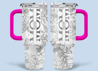 Silver-lined Floral Pattern Car Cup - Personalized Name and Title - Excellent Gift Choice - Joliny