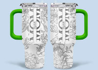 Silver-lined Floral Pattern Car Cup - Personalized Name and Title - Excellent Gift Choice - Joliny